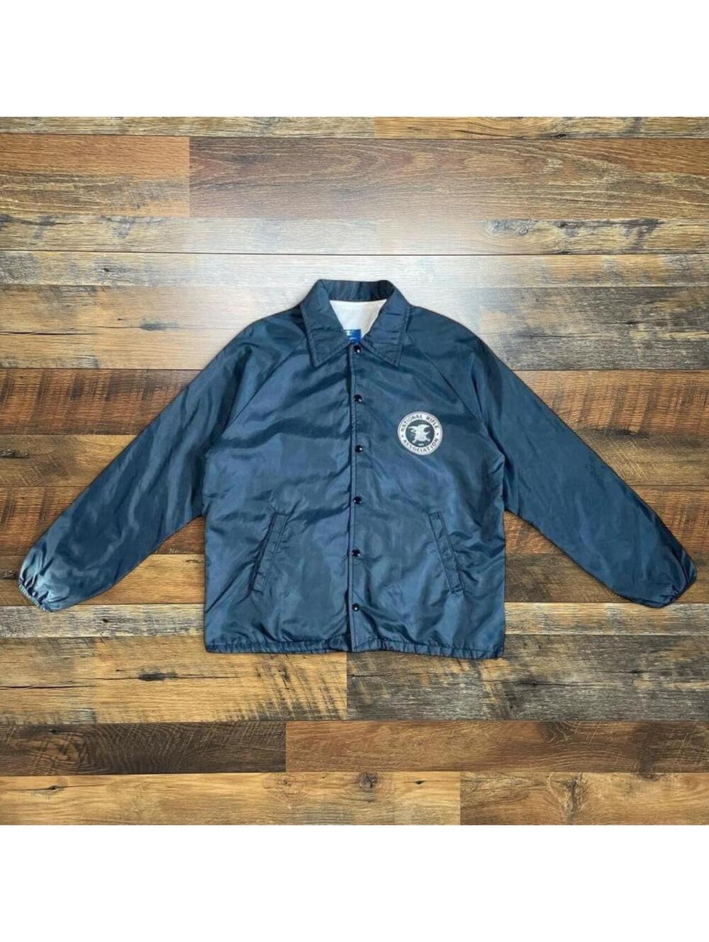 Vintage NRA Champion Jacket Mens Large Blue Fleece Made in USA.